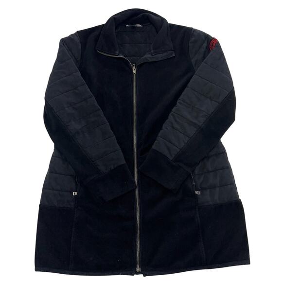 Lauren Ralph Lauren Jacket Womens Large Black Quilted Full Zip Fleece Coat - Picture 1 of 7